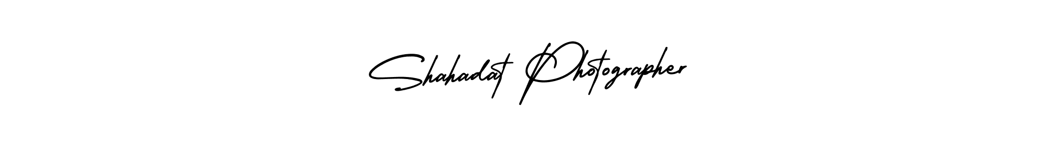 The best way (AmerikaSignatureDemo-Regular) to make a short signature is to pick only two or three words in your name. The name Shahadat Photographer include a total of six letters. For converting this name. Shahadat Photographer signature style 3 images and pictures png