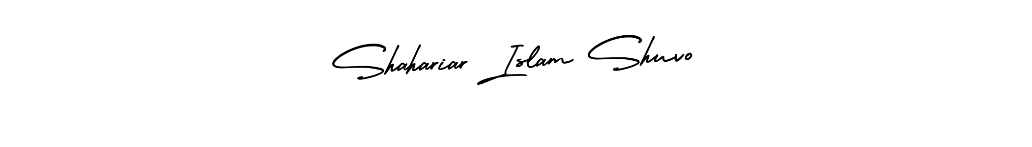 The best way (AmerikaSignatureDemo-Regular) to make a short signature is to pick only two or three words in your name. The name Shahariar Islam Shuvo include a total of six letters. For converting this name. Shahariar Islam Shuvo signature style 3 images and pictures png