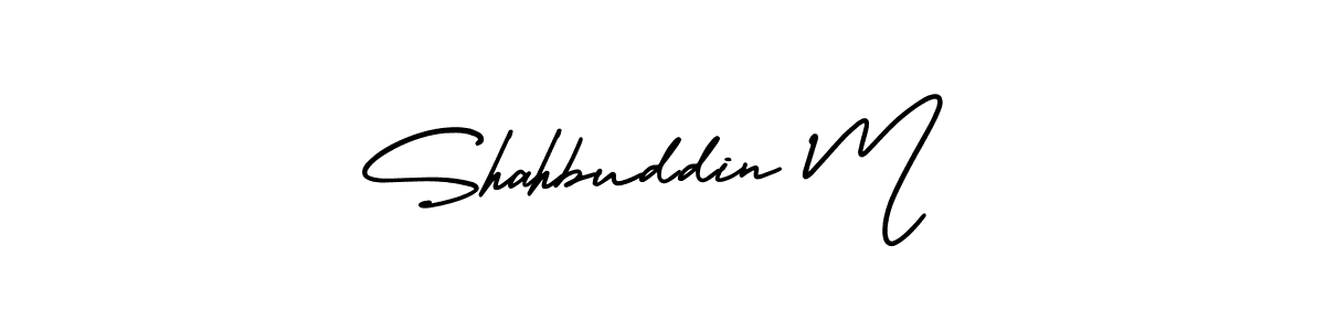 The best way (AmerikaSignatureDemo-Regular) to make a short signature is to pick only two or three words in your name. The name Shahbuddin M include a total of six letters. For converting this name. Shahbuddin M signature style 3 images and pictures png