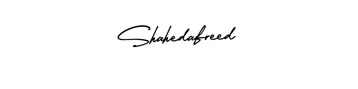 How to make Shahedafreed signature? AmerikaSignatureDemo-Regular is a professional autograph style. Create handwritten signature for Shahedafreed name. Shahedafreed signature style 3 images and pictures png