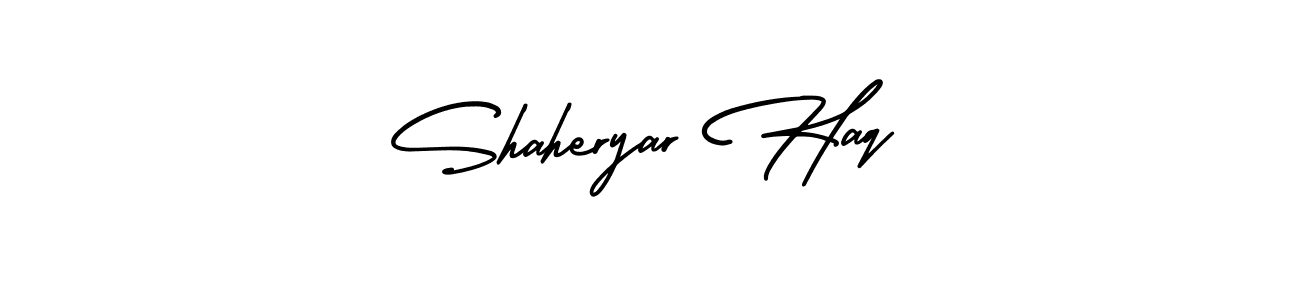 How to make Shaheryar Haq name signature. Use AmerikaSignatureDemo-Regular style for creating short signs online. This is the latest handwritten sign. Shaheryar Haq signature style 3 images and pictures png