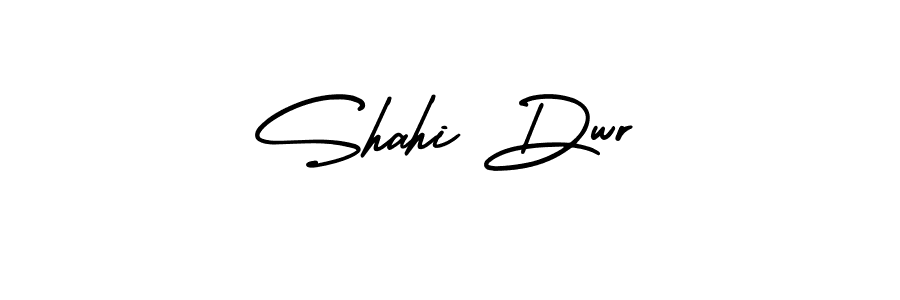 The best way (AmerikaSignatureDemo-Regular) to make a short signature is to pick only two or three words in your name. The name Shahi Dwr include a total of six letters. For converting this name. Shahi Dwr signature style 3 images and pictures png