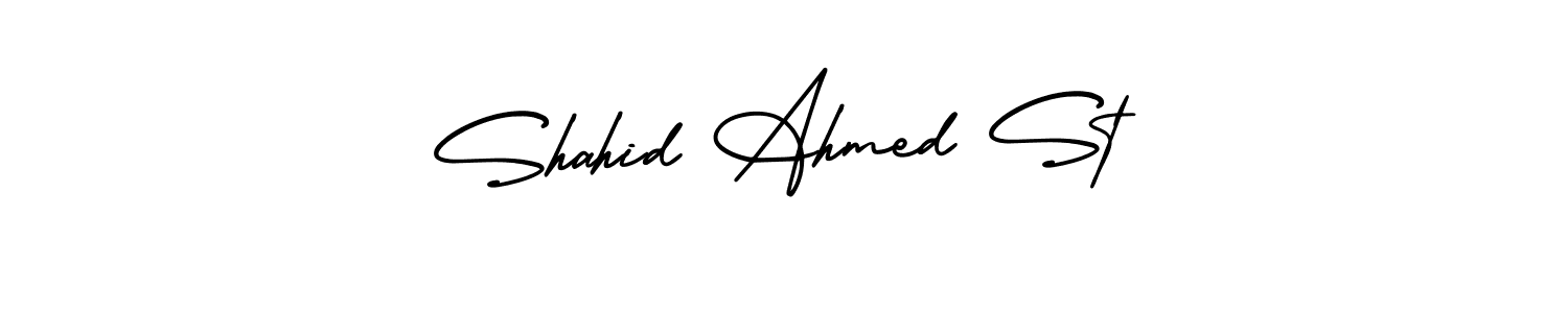 Similarly AmerikaSignatureDemo-Regular is the best handwritten signature design. Signature creator online .You can use it as an online autograph creator for name Shahid Ahmed St. Shahid Ahmed St signature style 3 images and pictures png