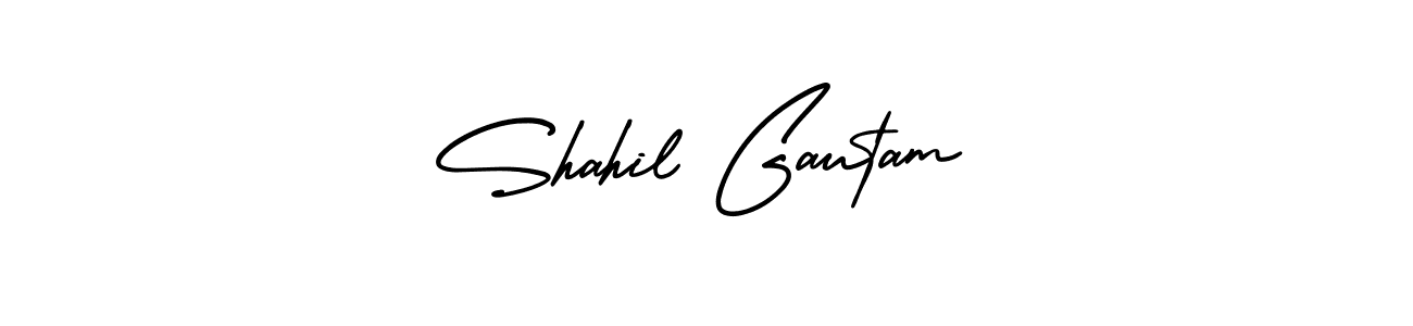 This is the best signature style for the Shahil Gautam name. Also you like these signature font (AmerikaSignatureDemo-Regular). Mix name signature. Shahil Gautam signature style 3 images and pictures png