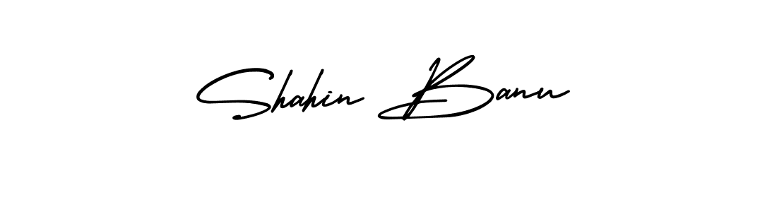 You should practise on your own different ways (AmerikaSignatureDemo-Regular) to write your name (Shahin Banu) in signature. don't let someone else do it for you. Shahin Banu signature style 3 images and pictures png