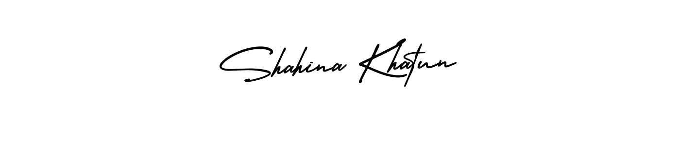 You should practise on your own different ways (AmerikaSignatureDemo-Regular) to write your name (Shahina Khatun) in signature. don't let someone else do it for you. Shahina Khatun signature style 3 images and pictures png
