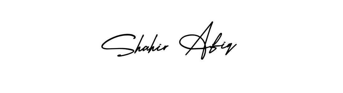 The best way (AmerikaSignatureDemo-Regular) to make a short signature is to pick only two or three words in your name. The name Shahir Afiq include a total of six letters. For converting this name. Shahir Afiq signature style 3 images and pictures png