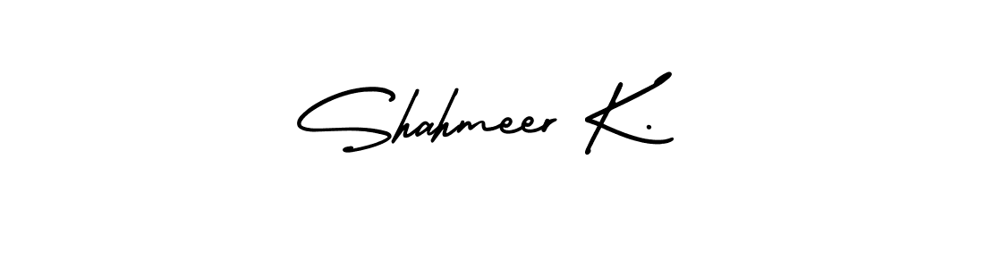 How to make Shahmeer K. name signature. Use AmerikaSignatureDemo-Regular style for creating short signs online. This is the latest handwritten sign. Shahmeer K. signature style 3 images and pictures png