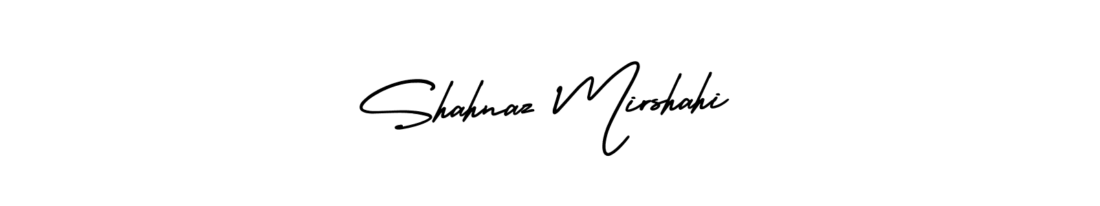 AmerikaSignatureDemo-Regular is a professional signature style that is perfect for those who want to add a touch of class to their signature. It is also a great choice for those who want to make their signature more unique. Get Shahnaz Mirshahi name to fancy signature for free. Shahnaz Mirshahi signature style 3 images and pictures png
