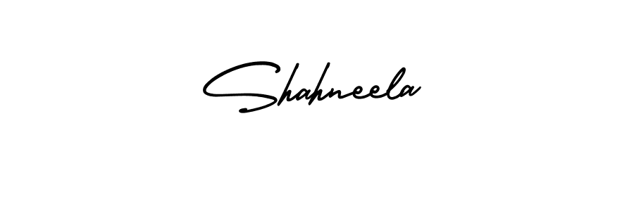 You should practise on your own different ways (AmerikaSignatureDemo-Regular) to write your name (Shahneela) in signature. don't let someone else do it for you. Shahneela signature style 3 images and pictures png