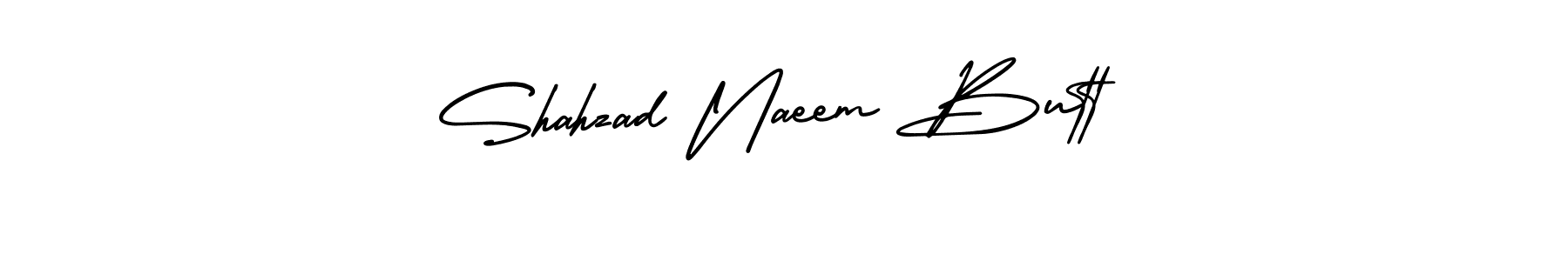 This is the best signature style for the Shahzad Naeem Butt name. Also you like these signature font (AmerikaSignatureDemo-Regular). Mix name signature. Shahzad Naeem Butt signature style 3 images and pictures png