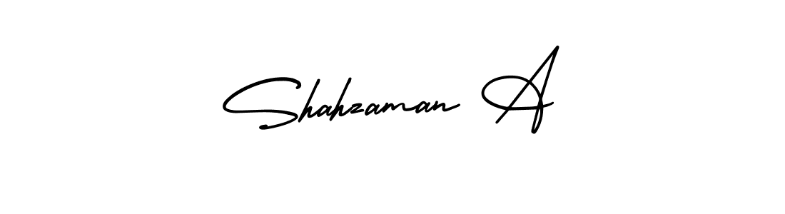 The best way (AmerikaSignatureDemo-Regular) to make a short signature is to pick only two or three words in your name. The name Shahzaman A include a total of six letters. For converting this name. Shahzaman A signature style 3 images and pictures png