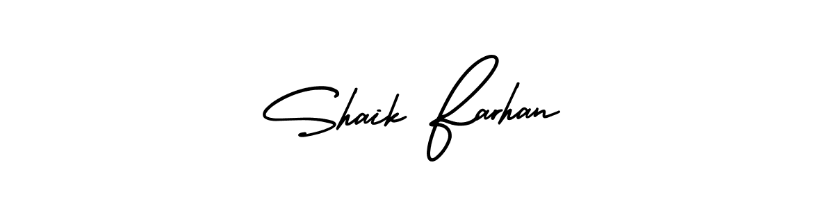The best way (AmerikaSignatureDemo-Regular) to make a short signature is to pick only two or three words in your name. The name Shaik Farhan include a total of six letters. For converting this name. Shaik Farhan signature style 3 images and pictures png