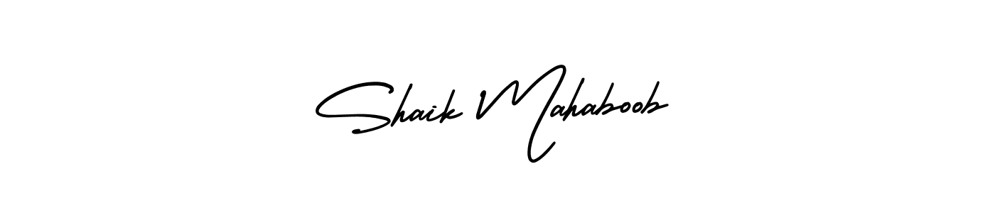 The best way (AmerikaSignatureDemo-Regular) to make a short signature is to pick only two or three words in your name. The name Shaik Mahaboob include a total of six letters. For converting this name. Shaik Mahaboob signature style 3 images and pictures png