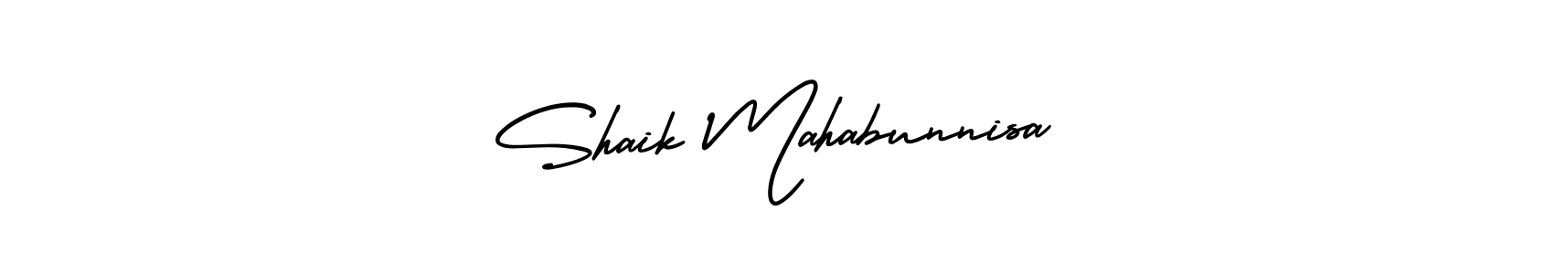 How to make Shaik Mahabunnisa signature? AmerikaSignatureDemo-Regular is a professional autograph style. Create handwritten signature for Shaik Mahabunnisa name. Shaik Mahabunnisa signature style 3 images and pictures png