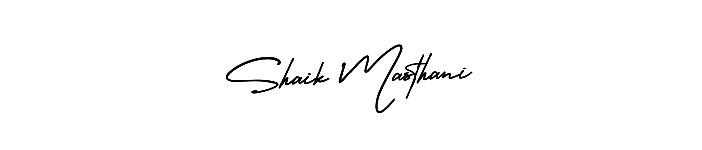The best way (AmerikaSignatureDemo-Regular) to make a short signature is to pick only two or three words in your name. The name Shaik Masthani include a total of six letters. For converting this name. Shaik Masthani signature style 3 images and pictures png