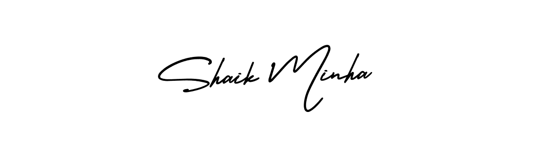 How to make Shaik Minha name signature. Use AmerikaSignatureDemo-Regular style for creating short signs online. This is the latest handwritten sign. Shaik Minha signature style 3 images and pictures png