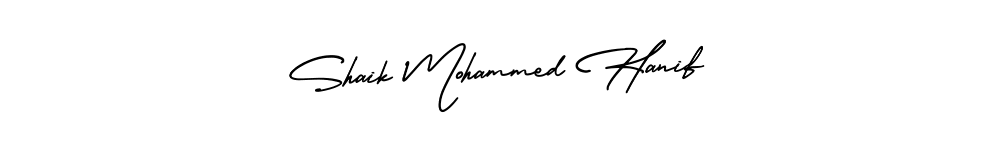 It looks lik you need a new signature style for name Shaik Mohammed Hanif. Design unique handwritten (AmerikaSignatureDemo-Regular) signature with our free signature maker in just a few clicks. Shaik Mohammed Hanif signature style 3 images and pictures png