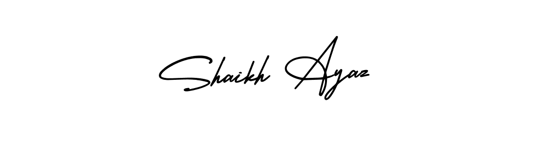 How to Draw Shaikh Ayaz signature style? AmerikaSignatureDemo-Regular is a latest design signature styles for name Shaikh Ayaz. Shaikh Ayaz signature style 3 images and pictures png