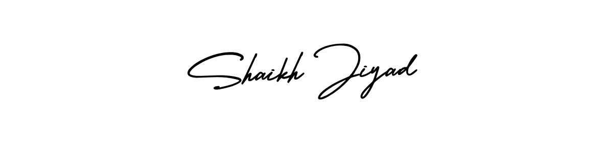 This is the best signature style for the Shaikh Jiyad name. Also you like these signature font (AmerikaSignatureDemo-Regular). Mix name signature. Shaikh Jiyad signature style 3 images and pictures png