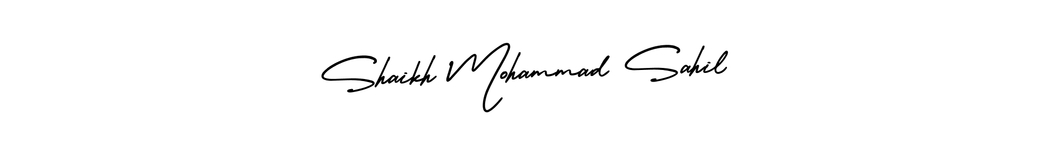 The best way (AmerikaSignatureDemo-Regular) to make a short signature is to pick only two or three words in your name. The name Shaikh Mohammad Sahil include a total of six letters. For converting this name. Shaikh Mohammad Sahil signature style 3 images and pictures png