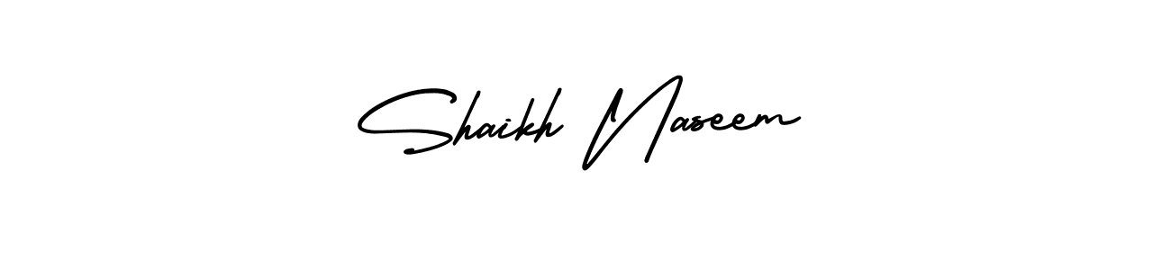 The best way (AmerikaSignatureDemo-Regular) to make a short signature is to pick only two or three words in your name. The name Shaikh Naseem include a total of six letters. For converting this name. Shaikh Naseem signature style 3 images and pictures png