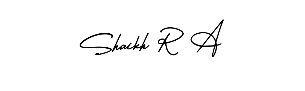 The best way (AmerikaSignatureDemo-Regular) to make a short signature is to pick only two or three words in your name. The name Shaikh R A include a total of six letters. For converting this name. Shaikh R A signature style 3 images and pictures png