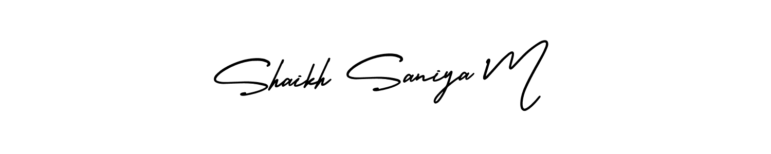 Use a signature maker to create a handwritten signature online. With this signature software, you can design (AmerikaSignatureDemo-Regular) your own signature for name Shaikh Saniya M. Shaikh Saniya M signature style 3 images and pictures png