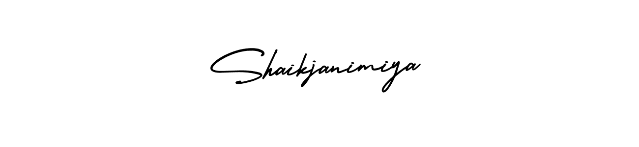 This is the best signature style for the Shaikjanimiya name. Also you like these signature font (AmerikaSignatureDemo-Regular). Mix name signature. Shaikjanimiya signature style 3 images and pictures png