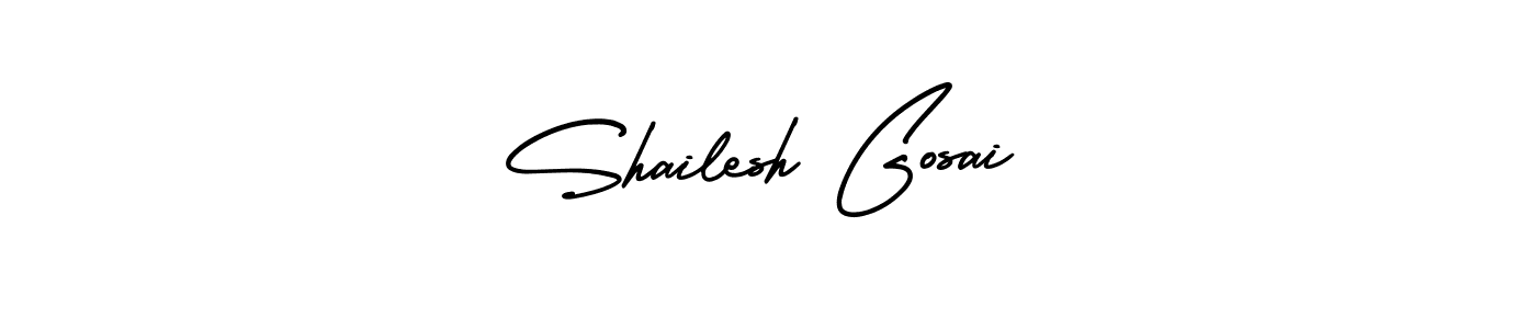 You should practise on your own different ways (AmerikaSignatureDemo-Regular) to write your name (Shailesh Gosai) in signature. don't let someone else do it for you. Shailesh Gosai signature style 3 images and pictures png