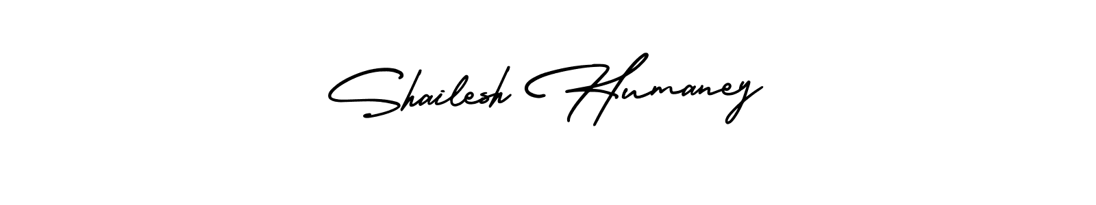 You should practise on your own different ways (AmerikaSignatureDemo-Regular) to write your name (Shailesh Humaney) in signature. don't let someone else do it for you. Shailesh Humaney signature style 3 images and pictures png