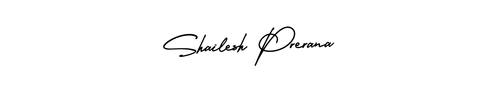 You should practise on your own different ways (AmerikaSignatureDemo-Regular) to write your name (Shailesh Prerana) in signature. don't let someone else do it for you. Shailesh Prerana signature style 3 images and pictures png