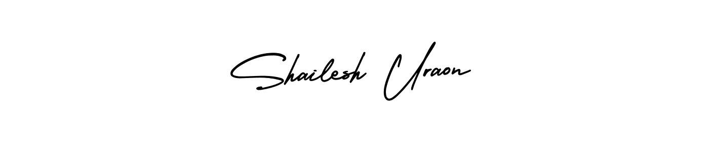 The best way (AmerikaSignatureDemo-Regular) to make a short signature is to pick only two or three words in your name. The name Shailesh Uraon include a total of six letters. For converting this name. Shailesh Uraon signature style 3 images and pictures png