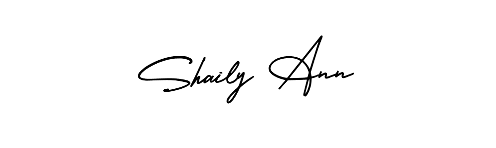 You should practise on your own different ways (AmerikaSignatureDemo-Regular) to write your name (Shaily Ann) in signature. don't let someone else do it for you. Shaily Ann signature style 3 images and pictures png