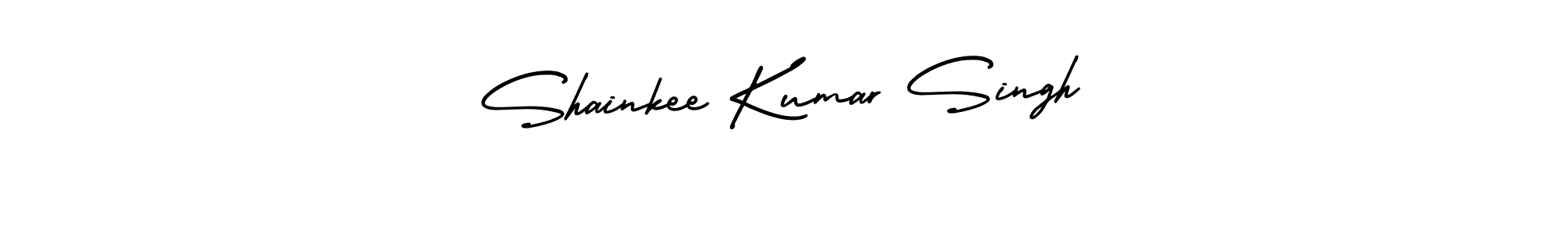 The best way (AmerikaSignatureDemo-Regular) to make a short signature is to pick only two or three words in your name. The name Shainkee Kumar Singh include a total of six letters. For converting this name. Shainkee Kumar Singh signature style 3 images and pictures png