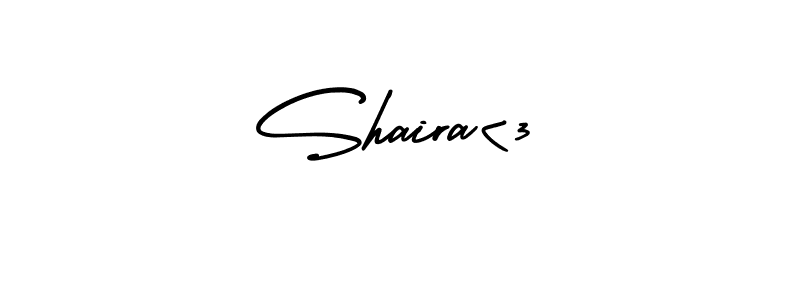 Shaira<3 stylish signature style. Best Handwritten Sign (AmerikaSignatureDemo-Regular) for my name. Handwritten Signature Collection Ideas for my name Shaira<3. Shaira<3 signature style 3 images and pictures png