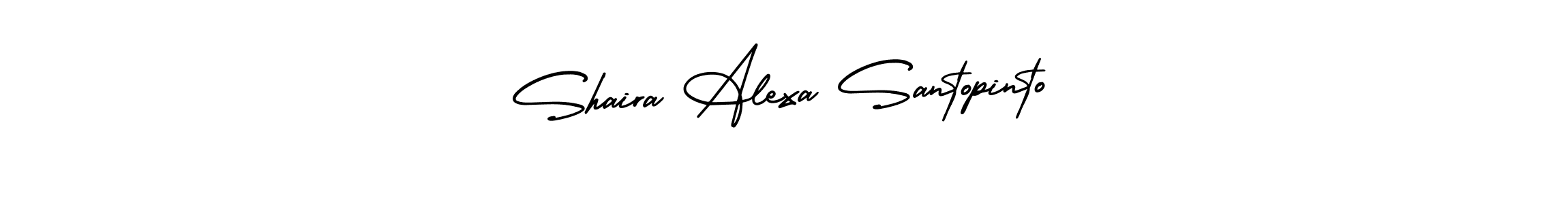 Make a short Shaira Alexa Santopinto signature style. Manage your documents anywhere anytime using AmerikaSignatureDemo-Regular. Create and add eSignatures, submit forms, share and send files easily. Shaira Alexa Santopinto signature style 3 images and pictures png