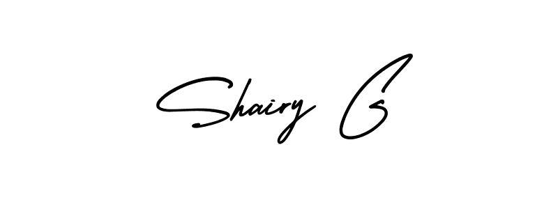 You should practise on your own different ways (AmerikaSignatureDemo-Regular) to write your name (Shairy G) in signature. don't let someone else do it for you. Shairy G signature style 3 images and pictures png