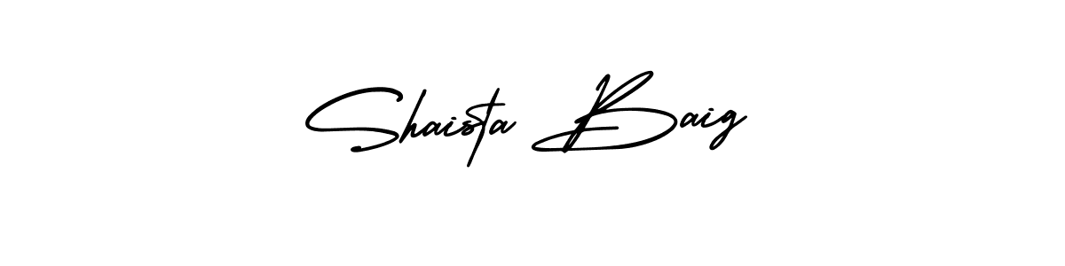 The best way (AmerikaSignatureDemo-Regular) to make a short signature is to pick only two or three words in your name. The name Shaista Baig include a total of six letters. For converting this name. Shaista Baig signature style 3 images and pictures png