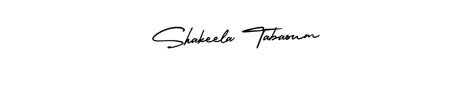 AmerikaSignatureDemo-Regular is a professional signature style that is perfect for those who want to add a touch of class to their signature. It is also a great choice for those who want to make their signature more unique. Get Shakeela Tabasum name to fancy signature for free. Shakeela Tabasum signature style 3 images and pictures png