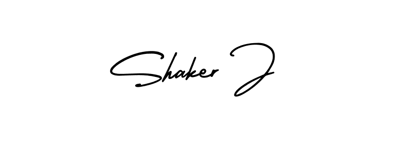 How to make Shaker J name signature. Use AmerikaSignatureDemo-Regular style for creating short signs online. This is the latest handwritten sign. Shaker J signature style 3 images and pictures png