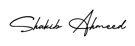 The AmerikaSignatureDemo-Regular typeface gives name Shakib Ahmeed a refined look. Suitable for certificates, diplomas, and official verification. Shakib Ahmeed signature style 3 images and pictures png