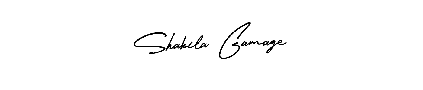 How to Draw Shakila Gamage signature style? AmerikaSignatureDemo-Regular is a latest design signature styles for name Shakila Gamage. Shakila Gamage signature style 3 images and pictures png