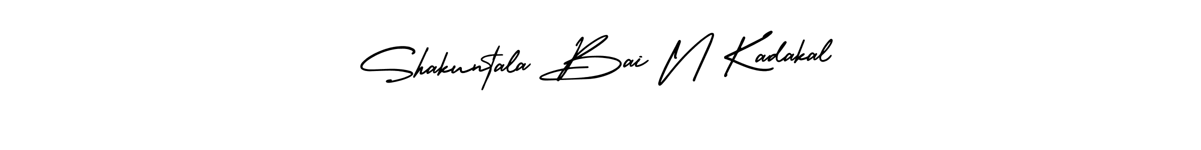 The best way (AmerikaSignatureDemo-Regular) to make a short signature is to pick only two or three words in your name. The name Shakuntala Bai N Kadakal include a total of six letters. For converting this name. Shakuntala Bai N Kadakal signature style 3 images and pictures png