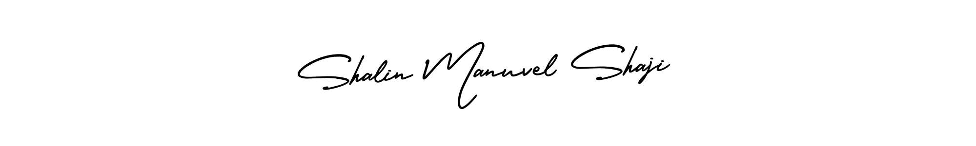 You should practise on your own different ways (AmerikaSignatureDemo-Regular) to write your name (Shalin Manuvel Shaji) in signature. don't let someone else do it for you. Shalin Manuvel Shaji signature style 3 images and pictures png