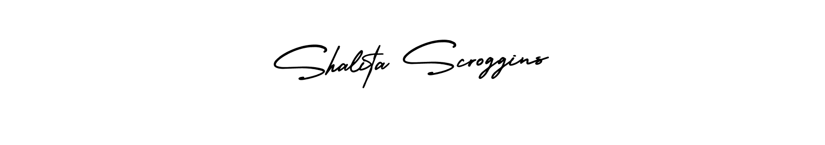 The best way (AmerikaSignatureDemo-Regular) to make a short signature is to pick only two or three words in your name. The name Shalita Scroggins include a total of six letters. For converting this name. Shalita Scroggins signature style 3 images and pictures png