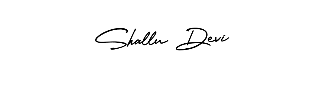 You should practise on your own different ways (AmerikaSignatureDemo-Regular) to write your name (Shallu Devi) in signature. don't let someone else do it for you. Shallu Devi signature style 3 images and pictures png