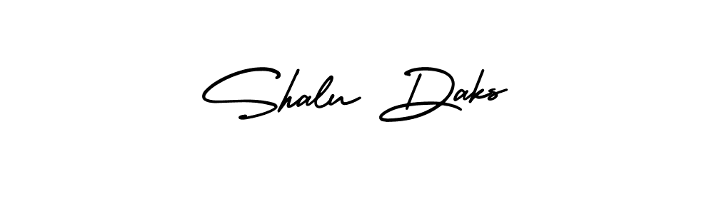 You should practise on your own different ways (AmerikaSignatureDemo-Regular) to write your name (Shalu Daks) in signature. don't let someone else do it for you. Shalu Daks signature style 3 images and pictures png