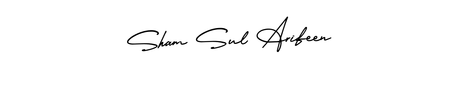 You should practise on your own different ways (AmerikaSignatureDemo-Regular) to write your name (Sham Sul Arifeen) in signature. don't let someone else do it for you. Sham Sul Arifeen signature style 3 images and pictures png