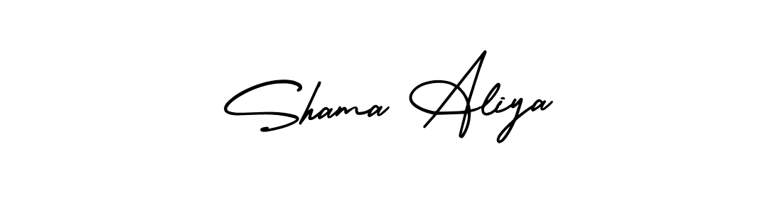 The best way (AmerikaSignatureDemo-Regular) to make a short signature is to pick only two or three words in your name. The name Shama Aliya include a total of six letters. For converting this name. Shama Aliya signature style 3 images and pictures png